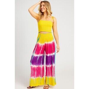 Tie Dye Wide Leg Pants Free Size OS Palazzo Hippie Boho Bohemian Viscose